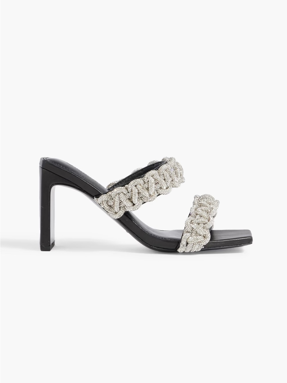 SIMKHAI • Walker Crystal-Embellished Sandals rope heeled square toe mule